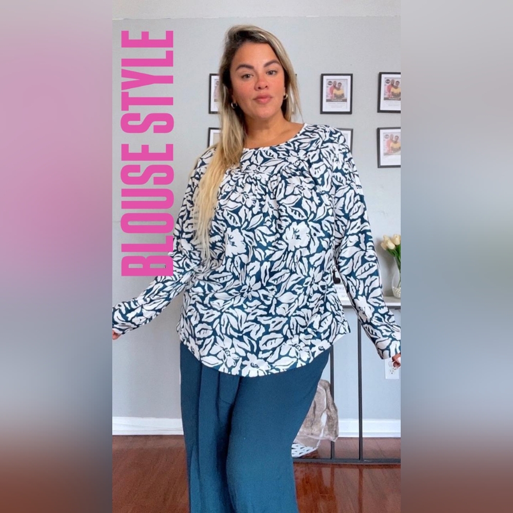 TFSDOD Women's Plus Size Long Sleeve Round Neck Casual Loose Tunic Blouses NEW